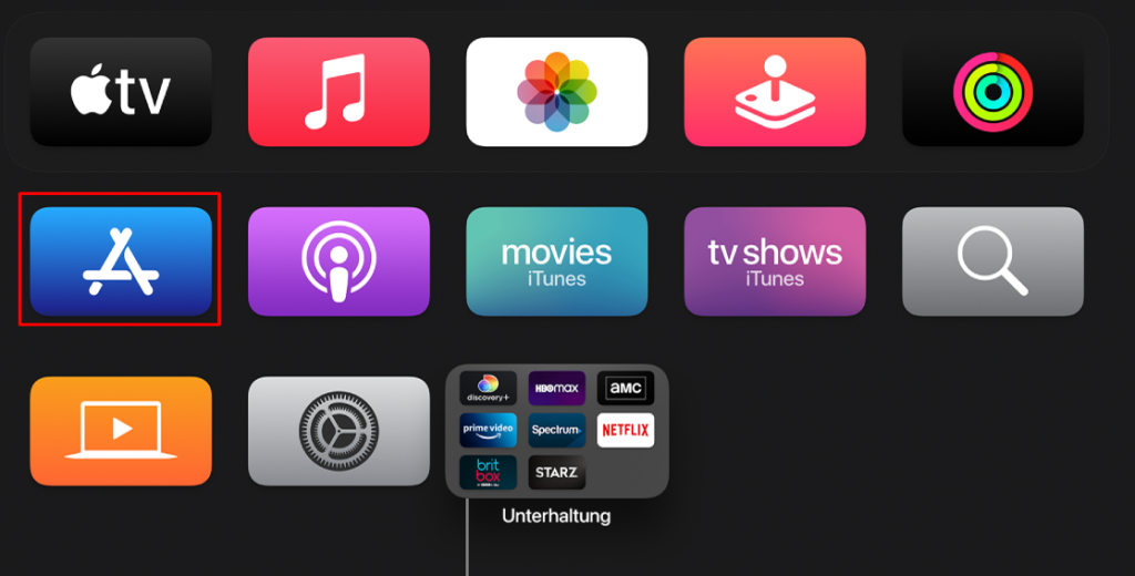 Launch the App Store on Apple TV