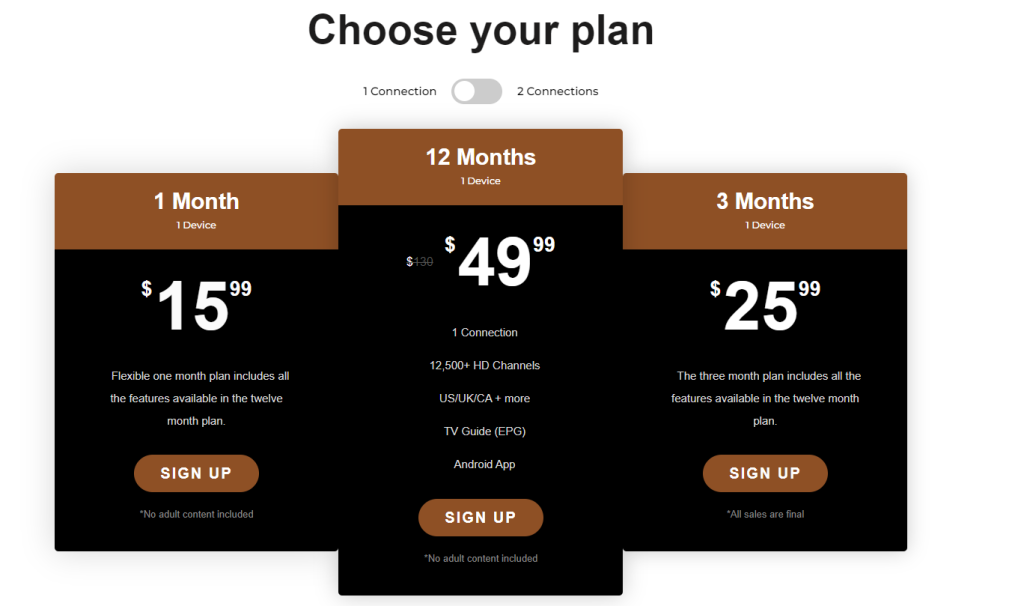 Choose Your Plan to subscribe to Beast IPTV