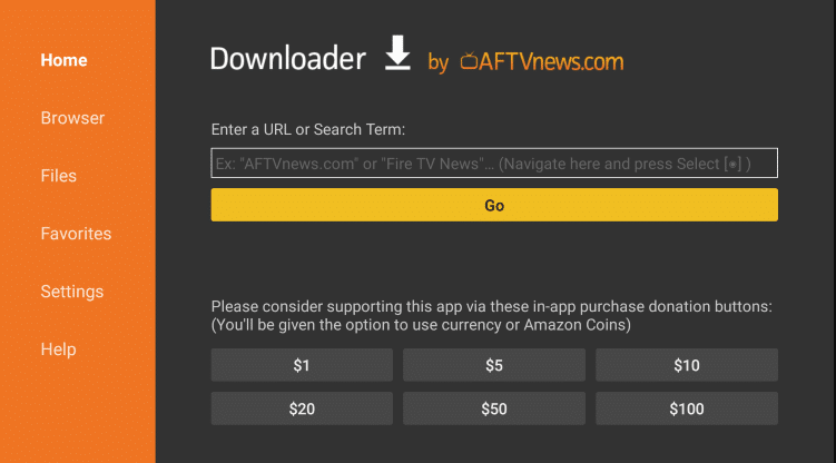 Click Go to sideload IPTV Blink Player