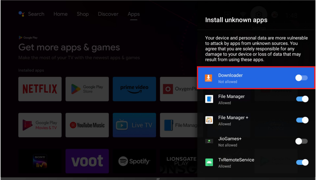 Choose the Downloader app to sideload IPTV on Mi Box