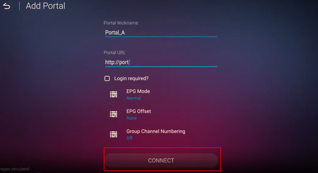 Click Connect to stream Matrix IPTV Matrix IPTV