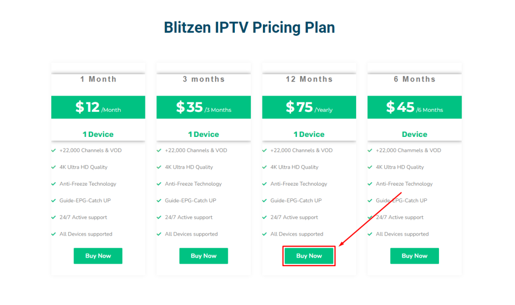 Click buy now to subscribe to Blitzen IPTV