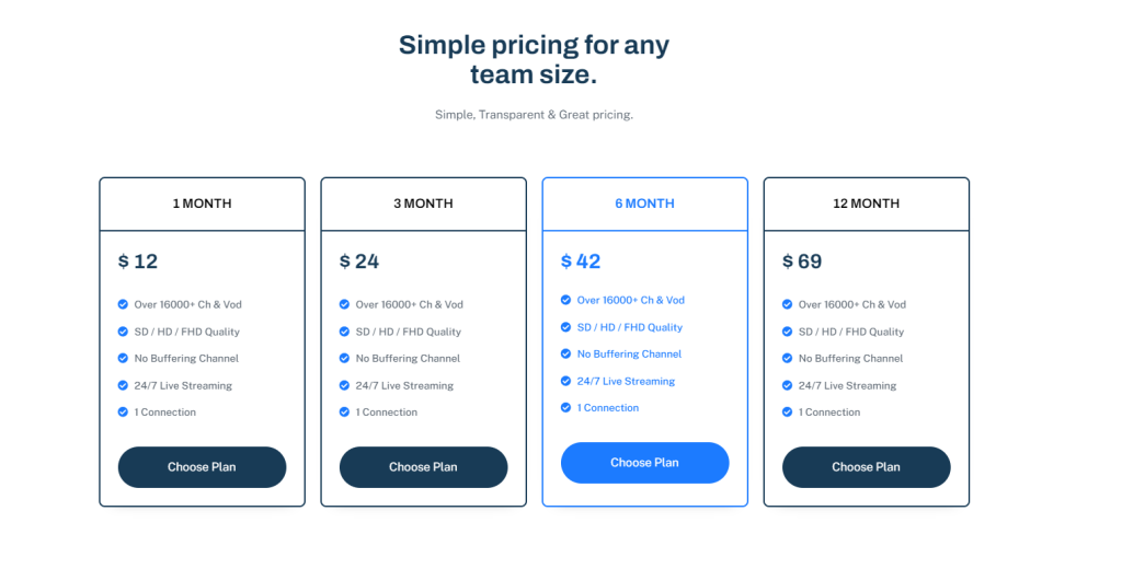 Choose your desired Hive IPTV subscription