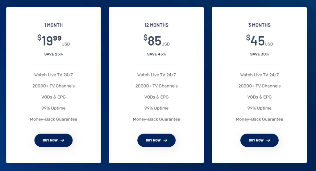 Choose Eternal IPTV Plan