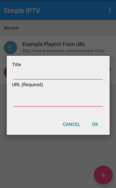 Enter the URL on the Simple IPTV Player App