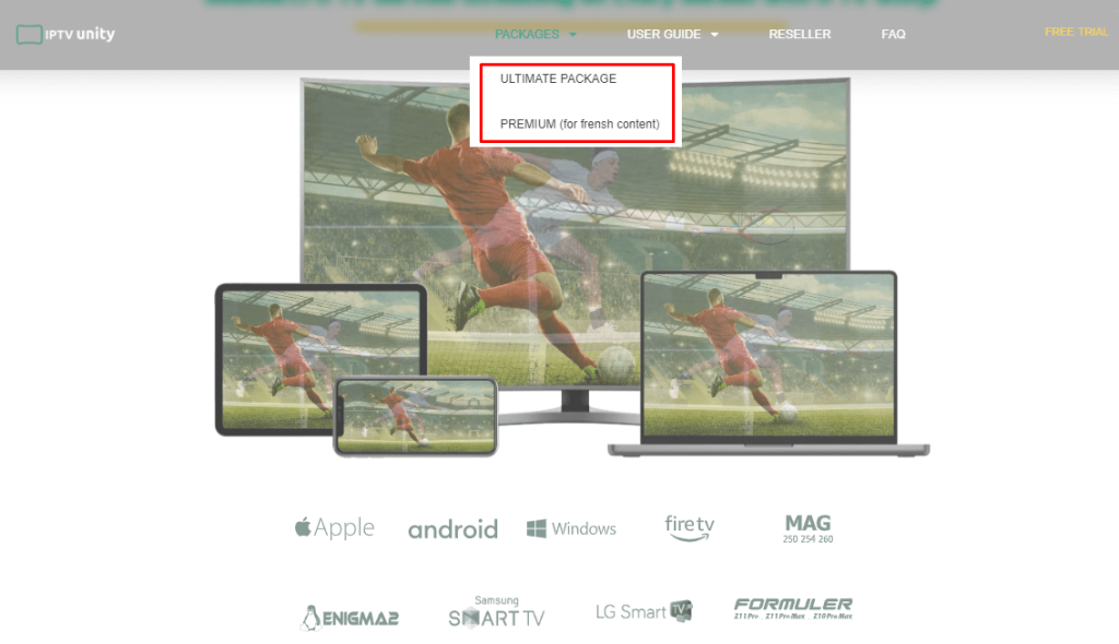 Select a Tile to Subscribe to IPTV Unity